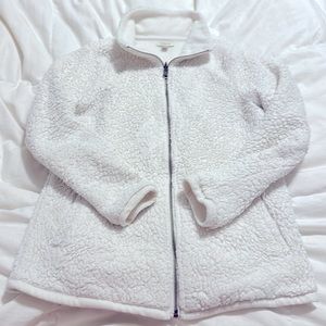 Sonoma - White Fuzzy L/S Full Zip Reversible - Petite Small
